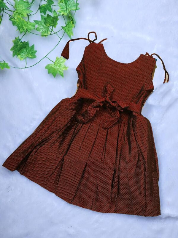 Amba Collection Boutique's Girl's Traditional Ethnic Wear Reshim Cotton Khan Knot Frock - Image 6
