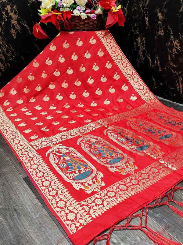 DEVANGI Women's Woven Banarasi Silk Zari Dupatta/Chunni, Width 1 Meter, Length 2.5 Meter - Image 3