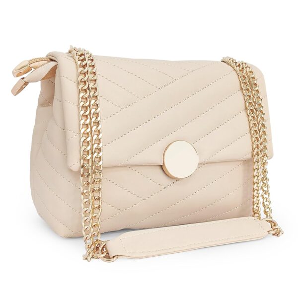 ADISA Women's Girls Quilted Cross Body Sling Bag with Gold