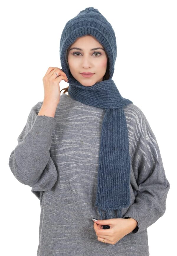 AMOLDO Women Warm and Soft Winter Woolen Muffler Cap Attached Scarf Cap Combo for Girls and Women Classic.jpg