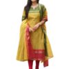 ANNI DESIGNER Women's Chanderi Cotton Straight Printed Kurta with Dupatta
