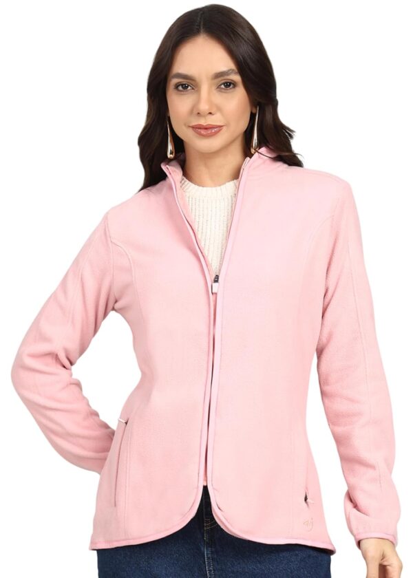 Alan Jones Clothing Women's Standing Collar Zipper Fleece Standard Length