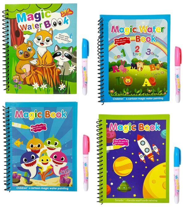 Amitasha 4Pc Water Coloring Books for Kids, Water Painting Drawing