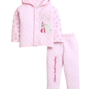 BUMZEE Baby Pink Girls Full Sleeves Polyfill Winter Wear Set