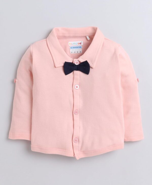 BUMZEE Navy Peach Boys Half Sleeves Shirt Waistcoat Short Set with Applique Bow.jpg