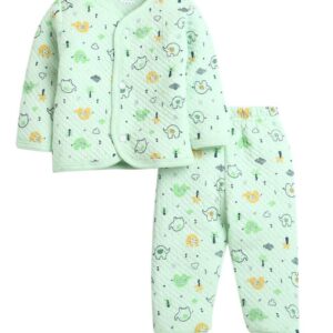 BUMZEE Sea Green Boys Full Sleeves Polyfill Winter Wear Set