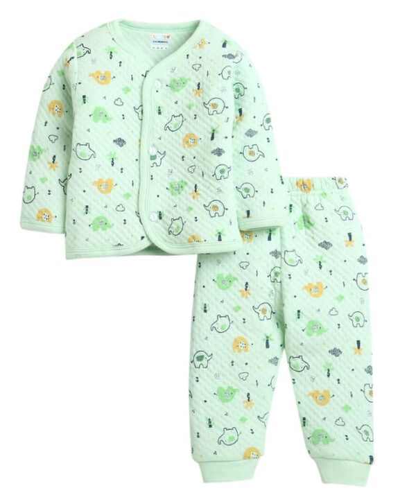 BUMZEE Sea Green Boys Full Sleeves Polyfill Winter Wear Set