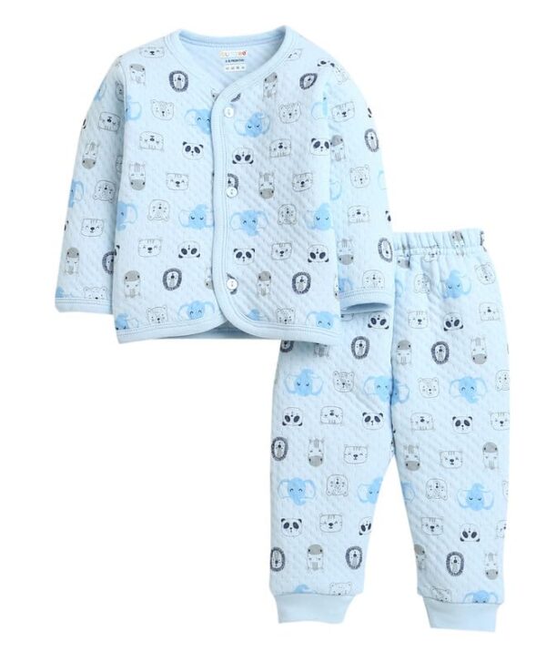 BUMZEE Sky Blue Boys Full Sleeves Polyfill Winter Wear Set