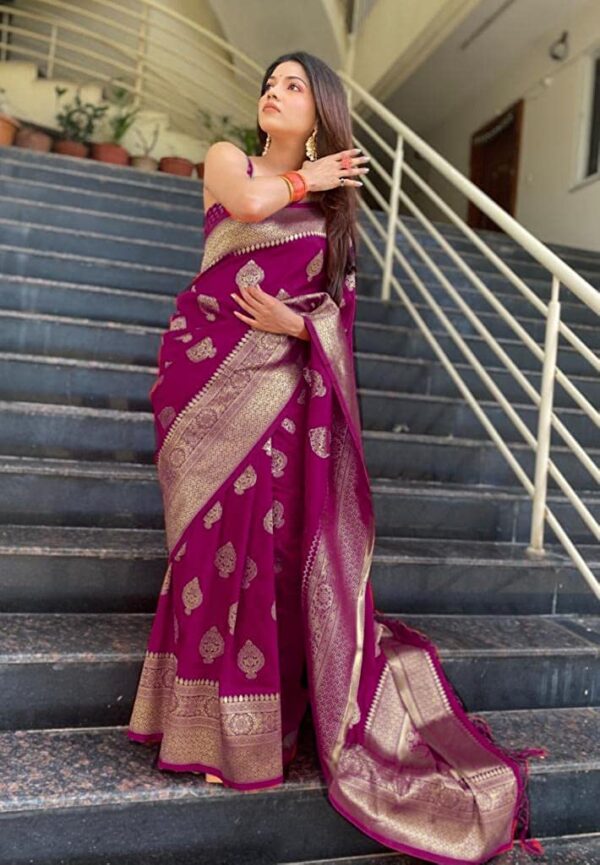 C J Enterprise Womens Kanjivaram Art Silk Saree Soft Banarasi Style Sari With Blouse Piece For Wedding.jpg