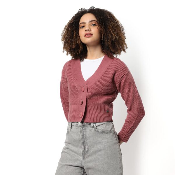 Campus Sutra Womens Regular Fit Cropped Co Ords For Winter Wear Full Sleeve Shorts Ribbed Co Ords.jpg