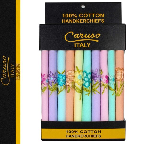 Caruso Italy WomenS Embroidered 100 Pure Cotton Handkerchief Multicolor Hanky For Women Pack Of 10.jpg