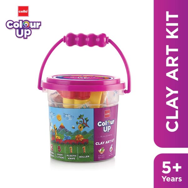 Cello ColourUp Clay Art Kit Kids Art Kit with Non Toxic Clay Includes 12 Bright Clay Rods 5 Molds Cutter.jpg