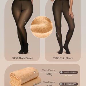 DIVING DEEP Women's Fleece Lined Thermal Tights, High Waist Winter Leggings,