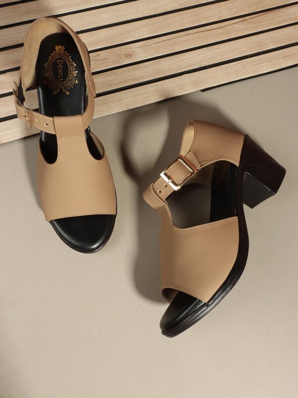 Denill Fancy Comfortable Black Heel Sandal with Ankle Strap for women Girls.jpg