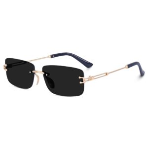 Dervin UV Protected Retro Rectangular Rimless Sunglasses for Men and