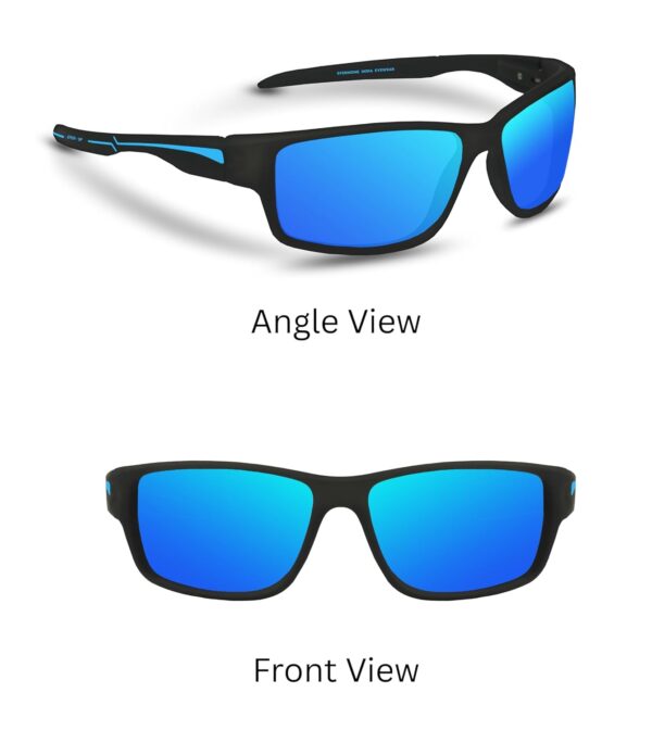 EFERMONE® Polarized Sport Sunglasses for Men with Laser Print Design Blue Coated Mirror lens UV400 goggles.jpg