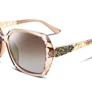 FEISEDY Oversized Sunglasses for Women Square Polarized Sparkling Frame B2289