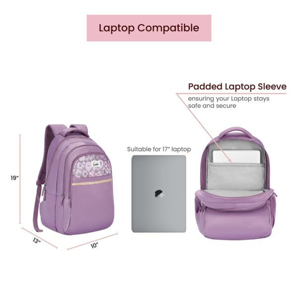 Genie Kira Laptop Backpack in pastel Lavender colour.3 zips Water Resistant Lightweight Bags for Office.jpg