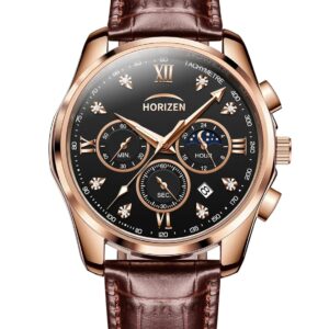 HORIZEN Chronograph Classic Luxury Watch for Men (Black Dial)