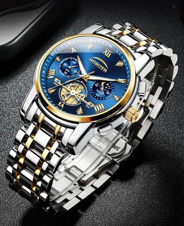 HORIZEN Stainless Steel Chronograph Luxury Analogue Watch for Men Blue Dial.jpg