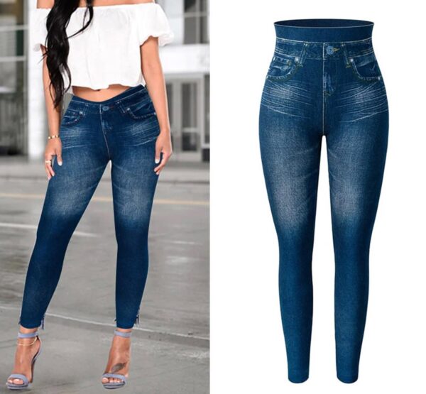 HSR Women Skinny Mid Rise Tights Leggings Winter Fleece Pants Free Size Waist Size 26 Inch to 34 Inch Blue.jpg