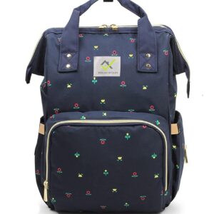 House of Quirk Baby Diaper Bag Blue Maternity Backpack (Dark