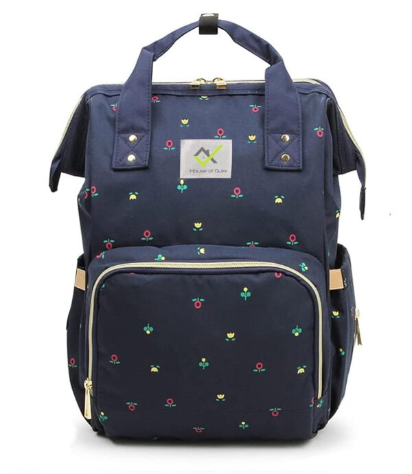 House of Quirk Baby Diaper Bag Blue Maternity Backpack (Dark