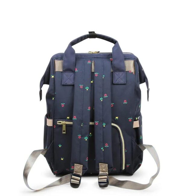 House of Quirk Baby Diaper Bag Blue Maternity Backpack Dark Blue Rosebud.jpg
