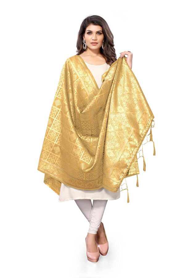 Jaanvi fashion Womens Bandhani Floral Woven Silk Dupatta With Zari Work.jpg