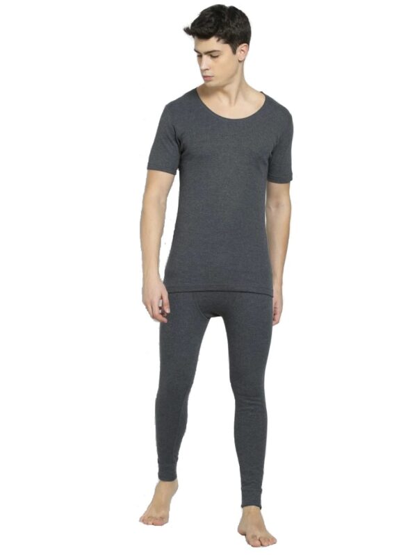 Jockey Men's Cotton Thermal Set (Top & Bottom Both, Black)