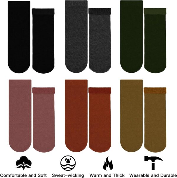 KETKAR Womens Pack Of 6 Solid Winter Thick Warm Fleece Lined Thermal Stretchy Elastic Velvet RegularSocks.jpg