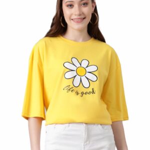 KOTTY Women’s Solid Slim Fit T Shirt – Classic Round Neck,