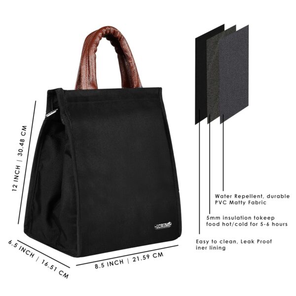 LOREM Black Color Insulated Travel LunchTiffinStorage Bag Leakproof HotCold for Girls Boys Men Women.jpg