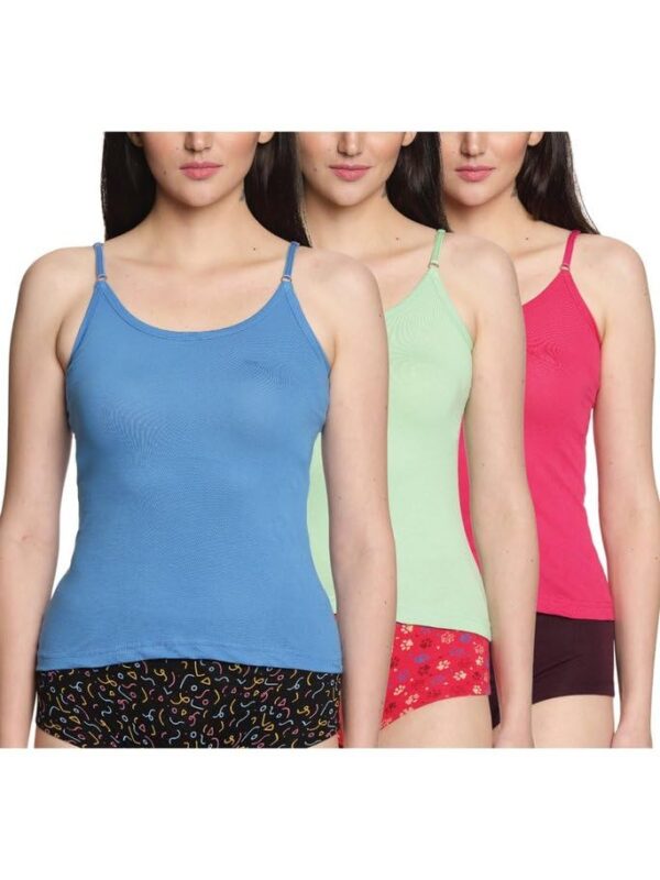 Lux Amore Women's Cotton Rich Camisole with Adjustable Strap(Pack of