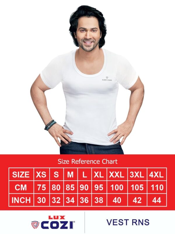 Lux Cozi Mens White Round Neck Half Sleeves 100 Cotton Modern Fit Vest With Extended Length For.jpg