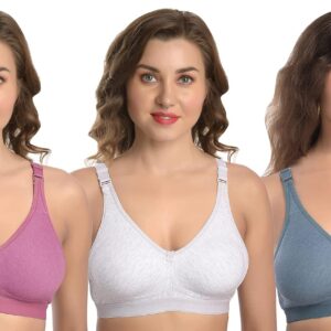 MiEstilo Women's Cotton Blend Non Padded Wirefree T Shirt Bra Combo