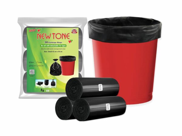 Newtone Premium Garbage Bags Small Size 17x19 Inches90 Bags Pack of 3 Rolls with 30 Bags Each for Dustbin.jpg