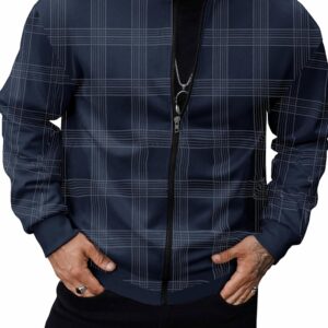 Noble Monk Checkered Full Sleeves Mock Collar Regular Fit Mens