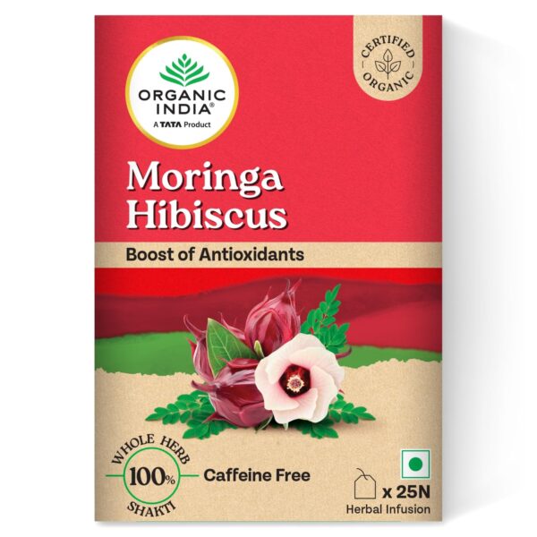 ORGANIC INDIA Moringa Hibiscus 25 Tea bags (Pack of 1)