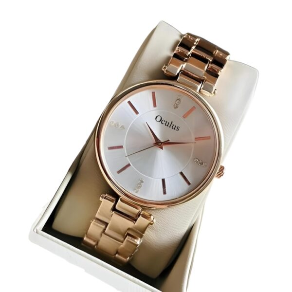 Oculus Ladies Woman Analogue Wrist Watch, Rose Gold Chain Bracelet