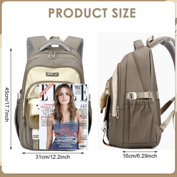 PALAY® School Backpack Multi Compartment Schoolgirls Backpack Khaki Cute Cartoon Casual Travel.jpg