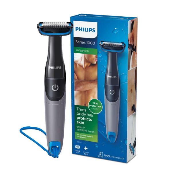 PHILIPS Bg1025/15 Showerproof Battery Powered Body Groomer For Men, Safe