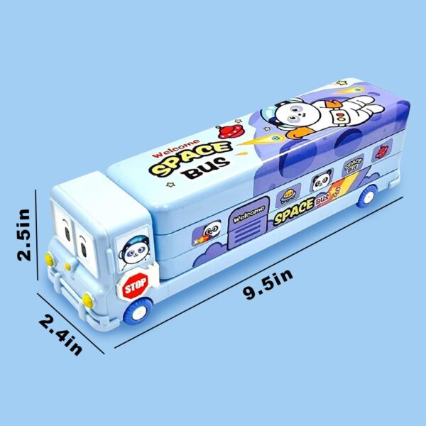 PRIME DEALS Bus Shape Pencil Box School Bus Metal Geometry Box for Kids Magic Bus with Moving Tyres with 3.jpg