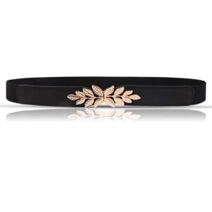 REDHORNS Elastic Fabric Waist Belt for Women Dresses Leaf Design