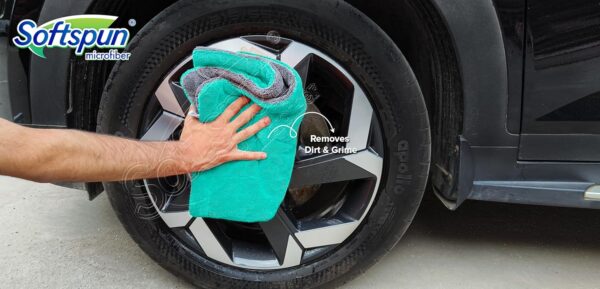 SOFTSPUN Microfiber Cloth for Car 1600 GSM 40x60 cms 1 Pcs Aqua Blue Grey Twisted Loop Super.jpg