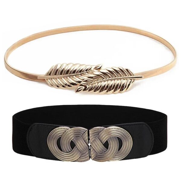 Shining Diva Fashion 2pcs Combo Waist Belts for Women and