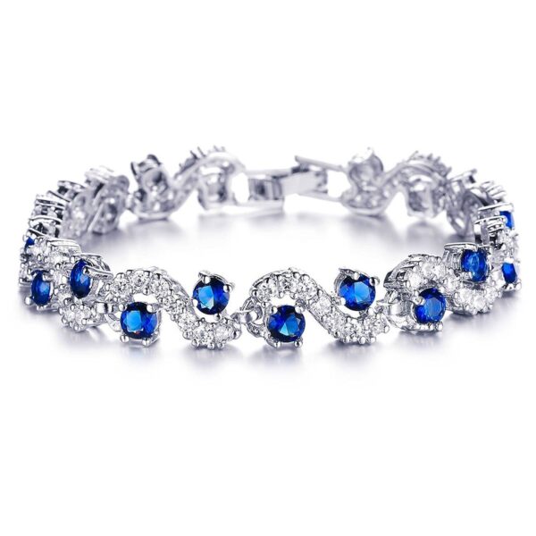 Shining Diva Fashion Royal Blue Crystal CZ Silver Plated Stylish