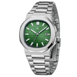 Shocknshop Silver Stainless Steel Analog Square Dial Date Display Wrist