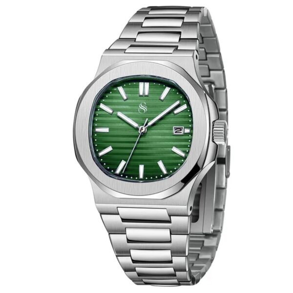 Shocknshop Silver Stainless Steel Analog Square Dial Date Display Wrist