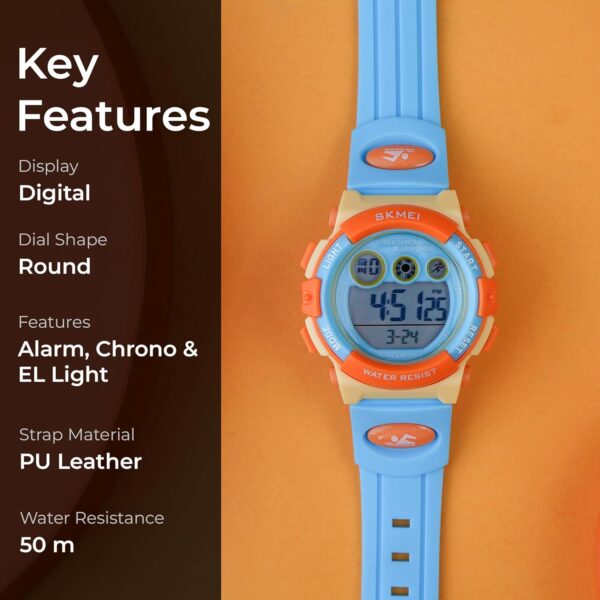 Skmei Kids Sports Multi Function Digital Watch Multicolor Dial Sky ABS Case Kids Watch PU Rubber Strap.jpg